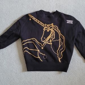 Burberry Black Top with Gold Unicorn Motif